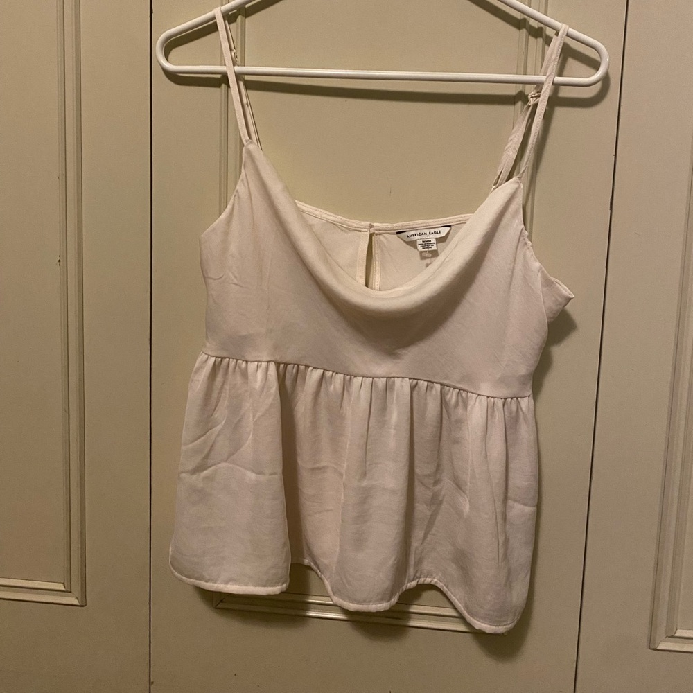 American eagle babydoll ivory tank top with droopy cowl scoop neck